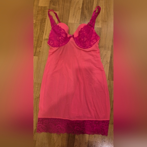 Victoria’s Secret Satin and Lace Slip Dress Babydoll Pink 34D - Picture 1 of 6